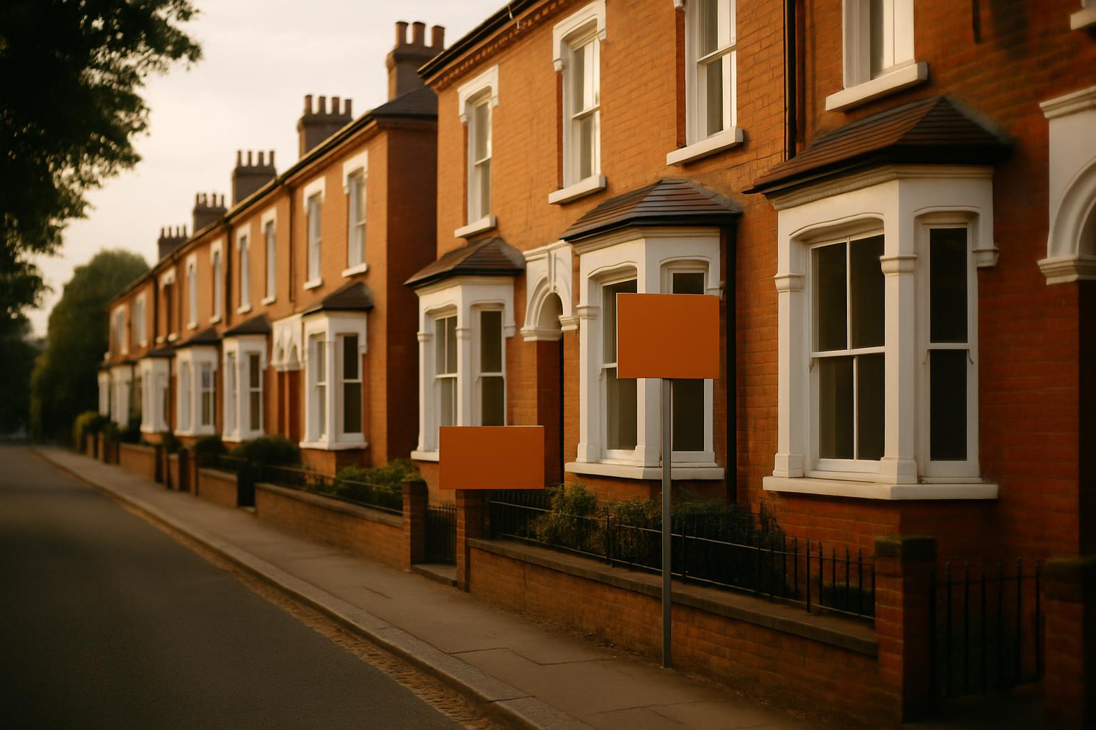Row of Victorian British terraced houses on a London street